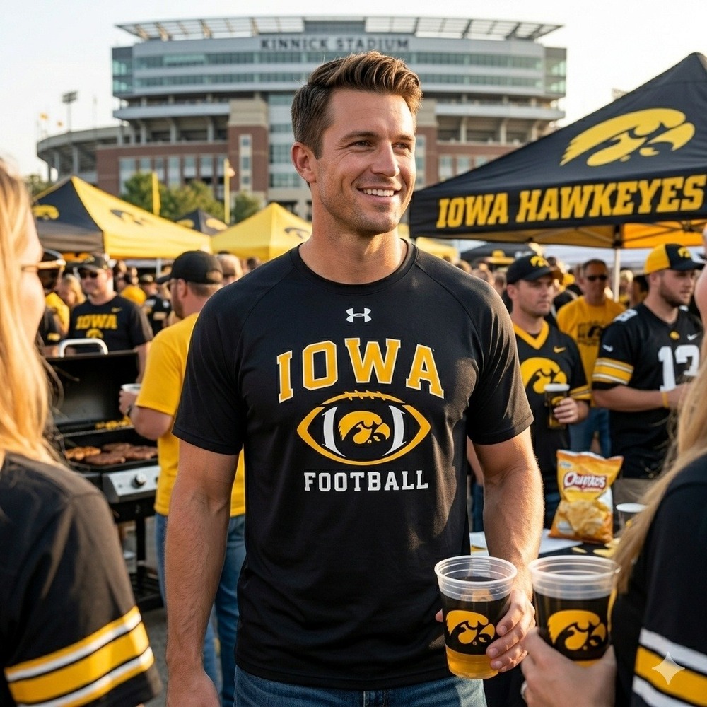 Under Armour Iowa Hawkeyes Football Shirt Mens 3XL Black Loose Fit Performance